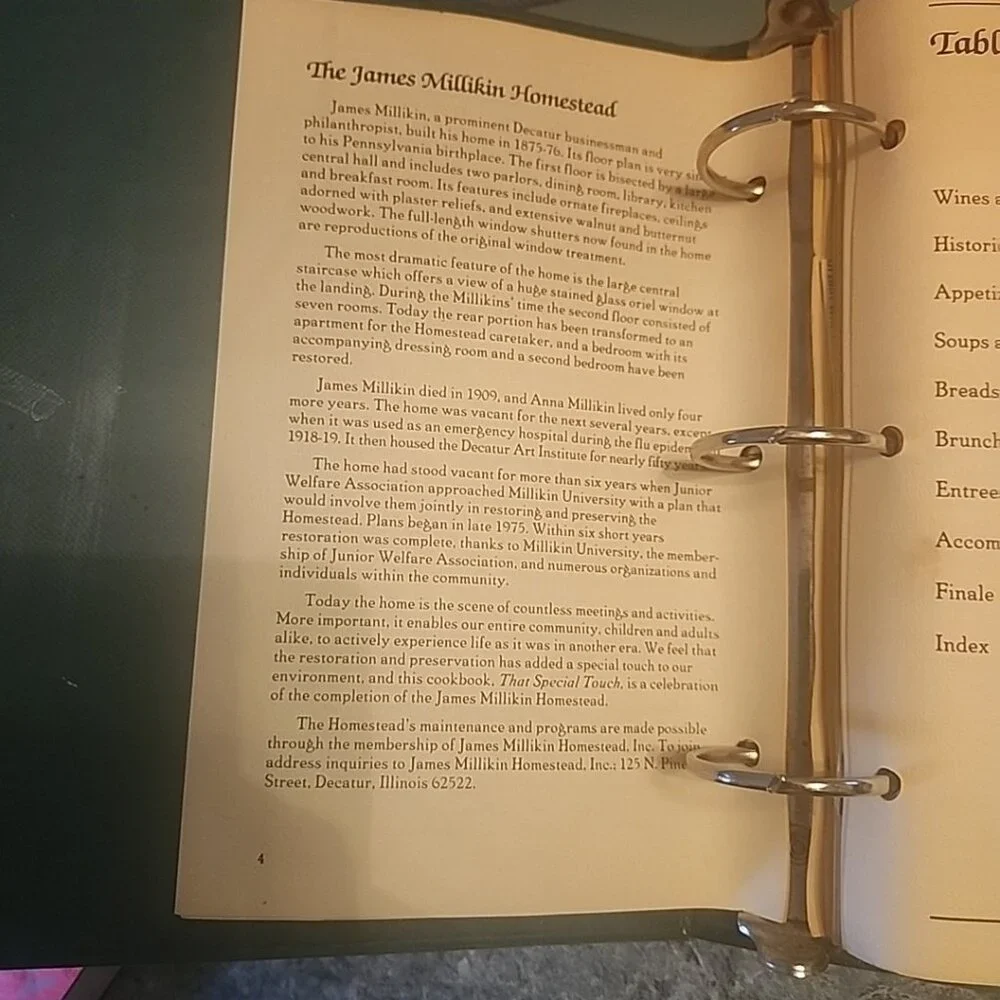 Junior Welfare Cookbook Binder Decatur IL Recipes Vintage 1982 Hardback Cover